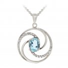 Sterling Silver 1.5ct Blue Topaz & Diamond Accent Swirl Circle Necklace P12370BT