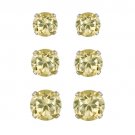 Sterling Silver 1.5ct Citrine 3mm, 4mm, 5mm Stud Earrings Set S12270C