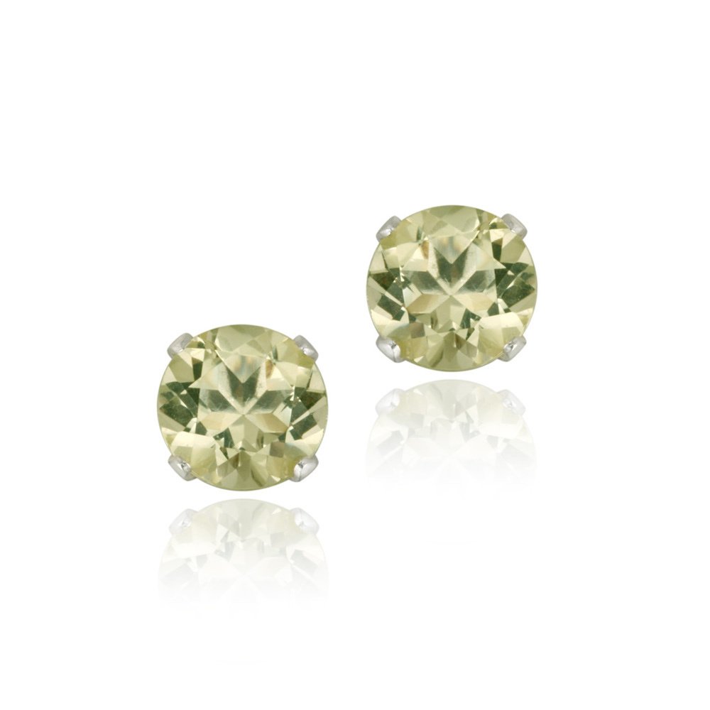 Sterling Silver 1.5ct Lime Quartz Stud Earrings, 6mm E12011LIQ