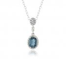 Sterling Silver 1.5ct London Blue Topaz & Diamond Accent Double Oval Necklace P13054LBT