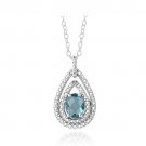 Sterling Silver 1.5ct London Blue Topaz & Diamond Accent Double Teardrop Necklace P13055LBT