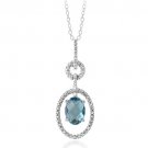 Sterling Silver 1.5ct London Blue Topaz & Diamond Accent Oval & Round Necklace P13058LBT