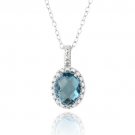 Sterling Silver 1.5ct London Blue Topaz & Diamond Accent Oval Necklace P13053LBT