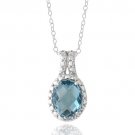 Sterling Silver 1.5ct London Blue Topaz & Diamond Accent Oval Necklace P13057LBT