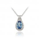 Sterling Silver 1.5ct London Blue Topaz & Diamond Accent Teardrop Necklace P13534LBT