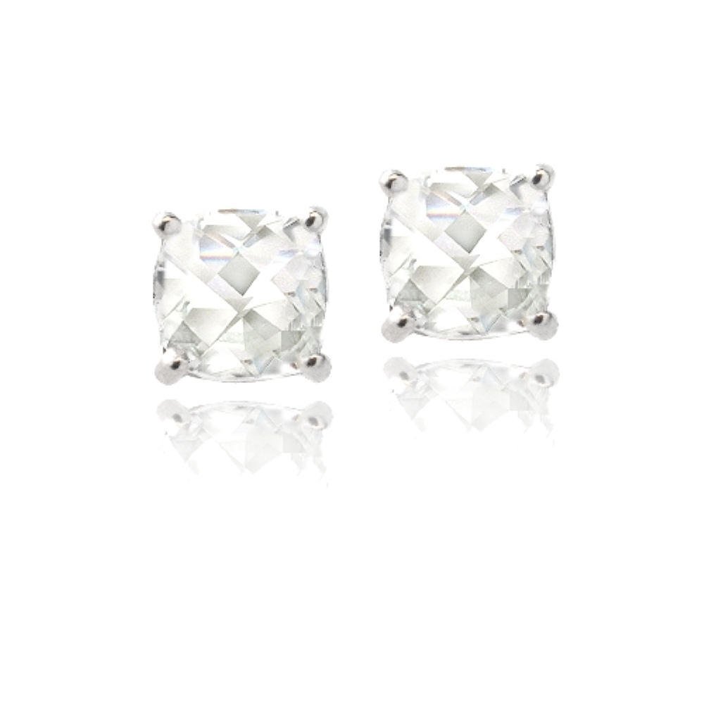 Sterling Silver 1.5ct White Topaz Cushion-Cut Stud Earrings, 5mm E13154WT