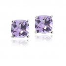 Sterling Silver 1.6ct Amethyst Cushion-Cut Stud Earrings, 6mm E13155A