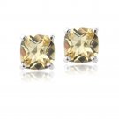 Sterling Silver 1.6ct Citrine Cushion-Cut Stud Earrings, 6mm E13155C