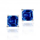 Sterling Silver 1.6ct Created Sapphire Square Stud Earrings, 5mm E11923CBS