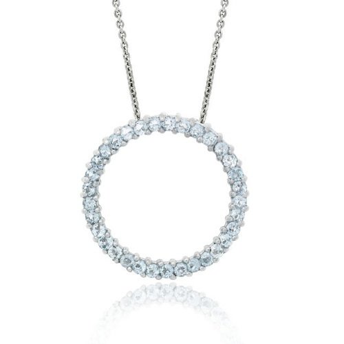 Sterling Silver 1.6ct. TGW Blue Topaz Open Circle Pendant P11155BT