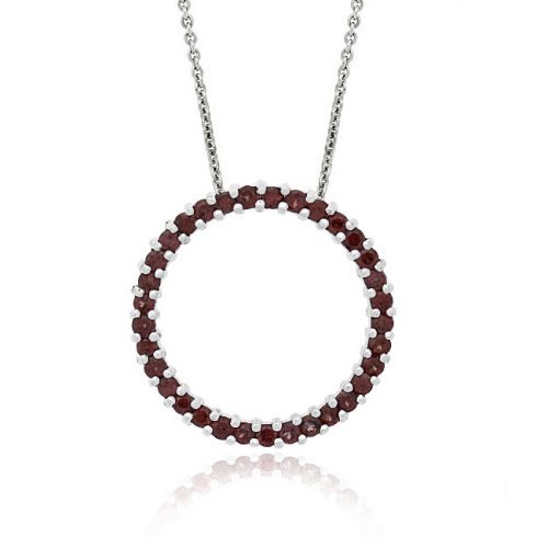 Sterling Silver 1.6ct. TGW Garnet Open Circle Pendant P11155G