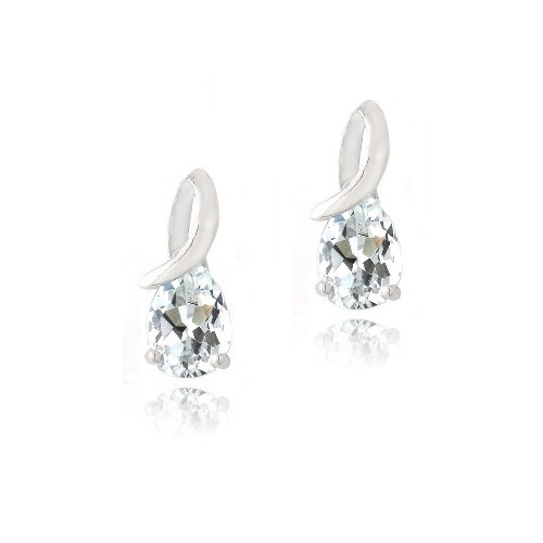 Sterling Silver 1.75ct White Topaz Teardrop Curve Stud Earrings E13370WT
