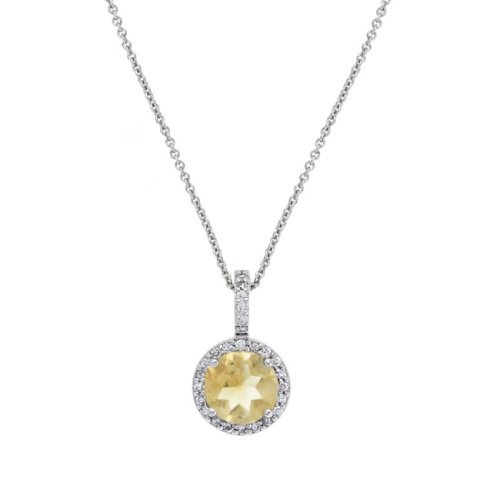 Sterling Silver 1.85ct. TGW Citrine & CZ Round Pendant P11150C