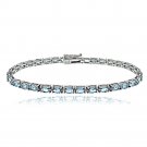Sterling Silver 10.5ct Blue Topaz Birthstone Tennis Bracelet B13872BT