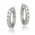Sterling Silver 10ct Asscher Cut CZ Oval Hoop Earrings H13413