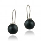Sterling Silver 10mm Dark Blue Shell Pearl Drop Earrings E12158DBL
