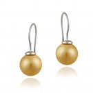 Sterling Silver 10mm Peach Shell Pearl Drop Earrings E12158OR