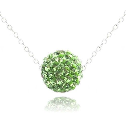 Sterling Silver 10mm Peridot Crystal Fireball Necklace P12658PD