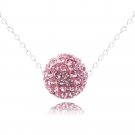 Sterling Silver 10mm Pink Crystal Fireball Necklace P12658PK