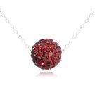 Sterling Silver 10mm Red Crystal Fireball Necklace P12658R