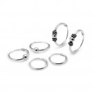 Sterling Silver 10mm, 12mm & 14mm Polished Bead and Bali Bead Endless Hoop Earrings, Set of 3 S14528