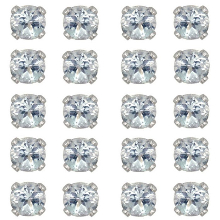 Sterling Silver 11.16ct Blue Topaz 5mm Stud Earrings, Set of 10 S12010BT-10
