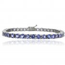Sterling Silver 11.25ct Tanzanite 4mm Round Tennis Bracelet B10735T