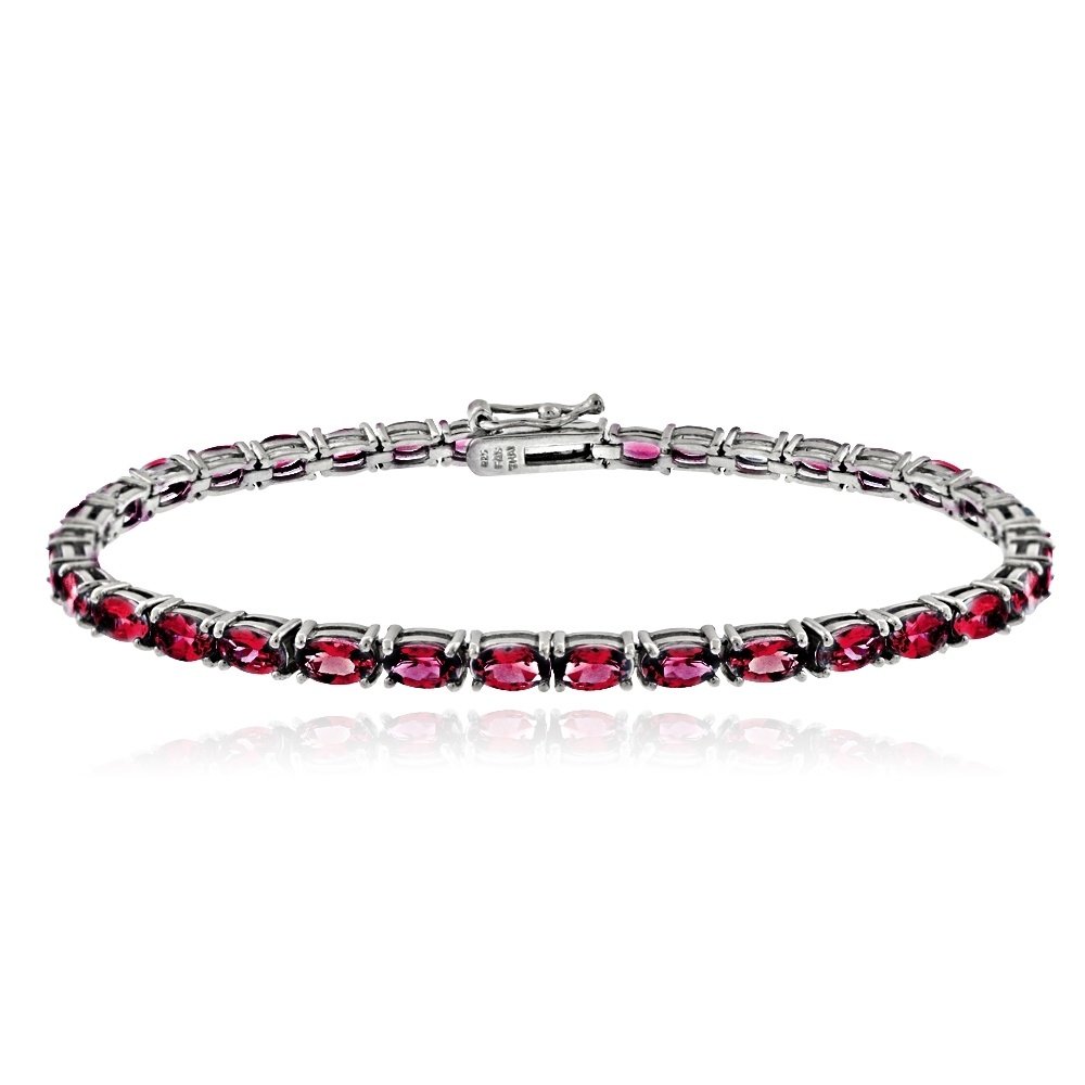 Sterling Silver 11.55ct Created Ruby Birthstone Tennis Bracelet B13872R1