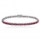 Sterling Silver 11.55ct Created Ruby Birthstone Tennis Bracelet B13872R1