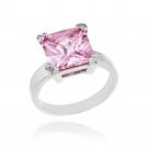 Sterling Silver 11ct Pink CZ Square Solitaire Ring R12222LPZ-8