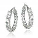 Sterling Silver 12ct Asscher Cut CZ Hoop Earrings H13415