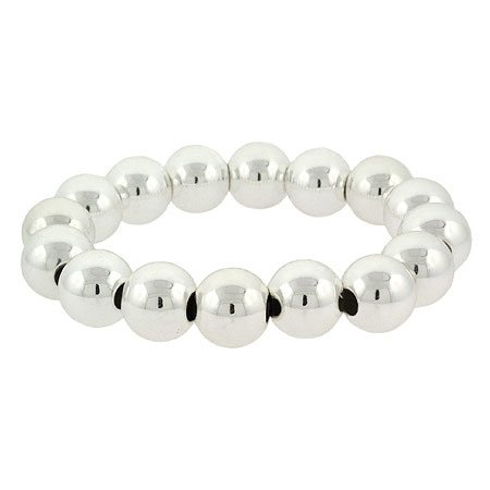 Sterling Silver 12mm Beaded Stretch Bracelet B9968
