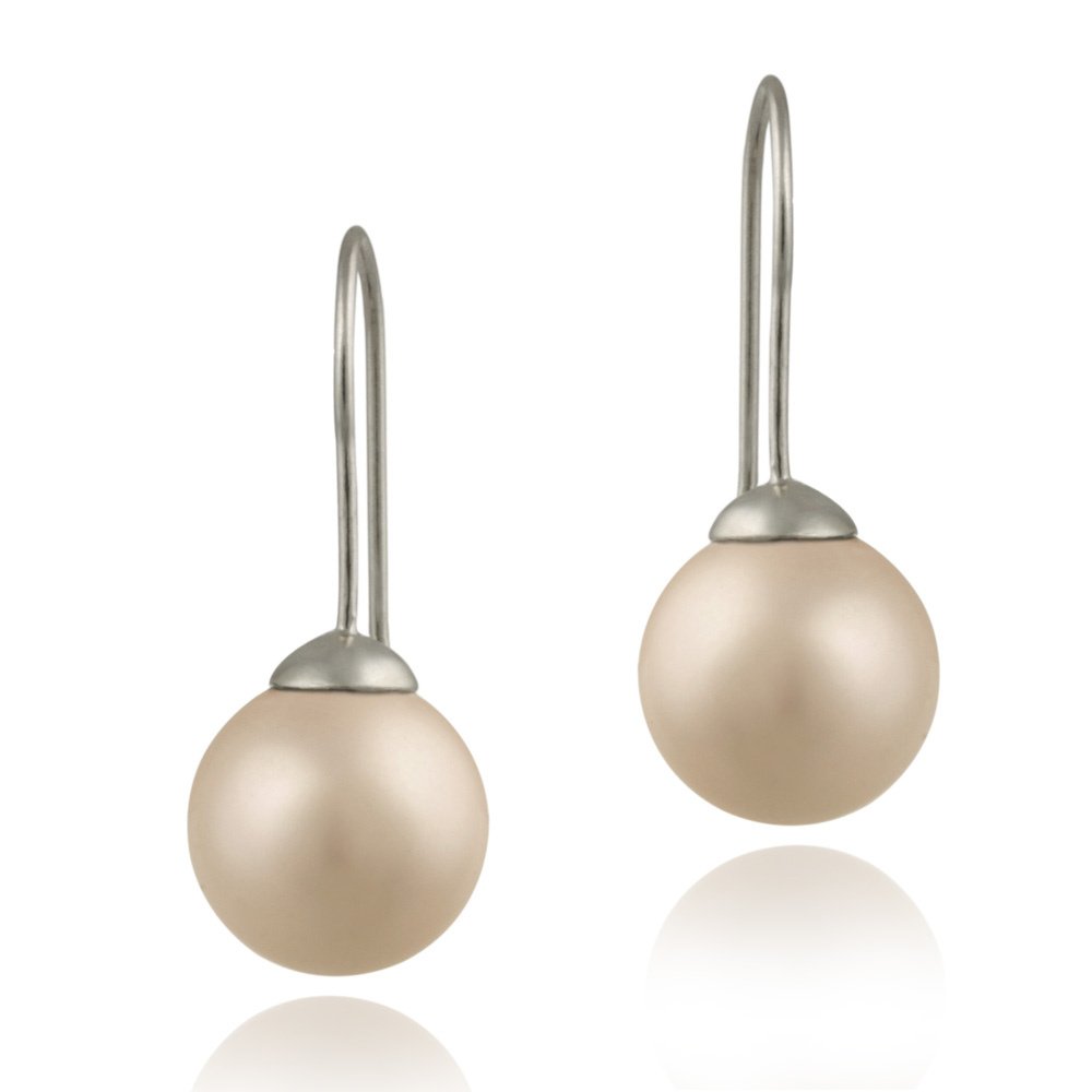 Sterling Silver 12mm Pink Shell Pearl Drop Earrings E12159PPL