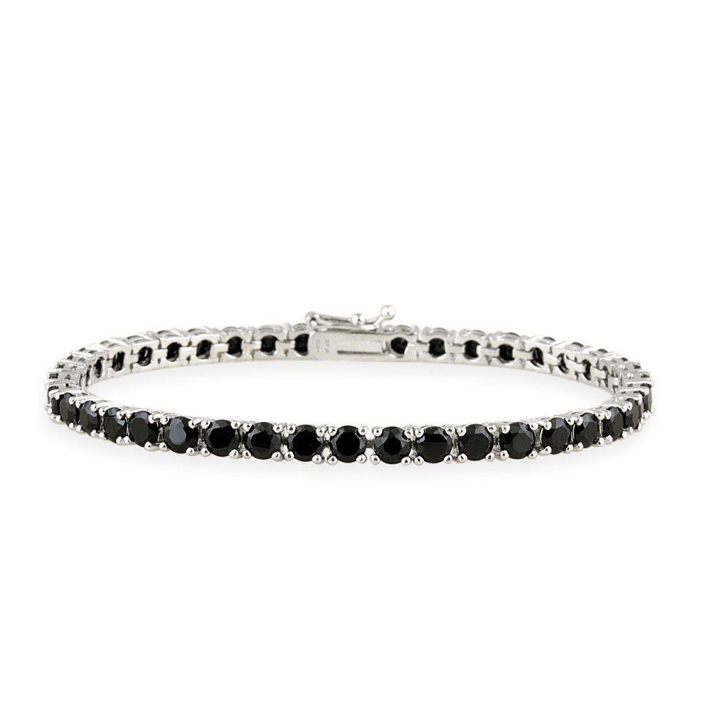 Sterling Silver 14ct Black Spinel Tennis Bracelet B10735BSP