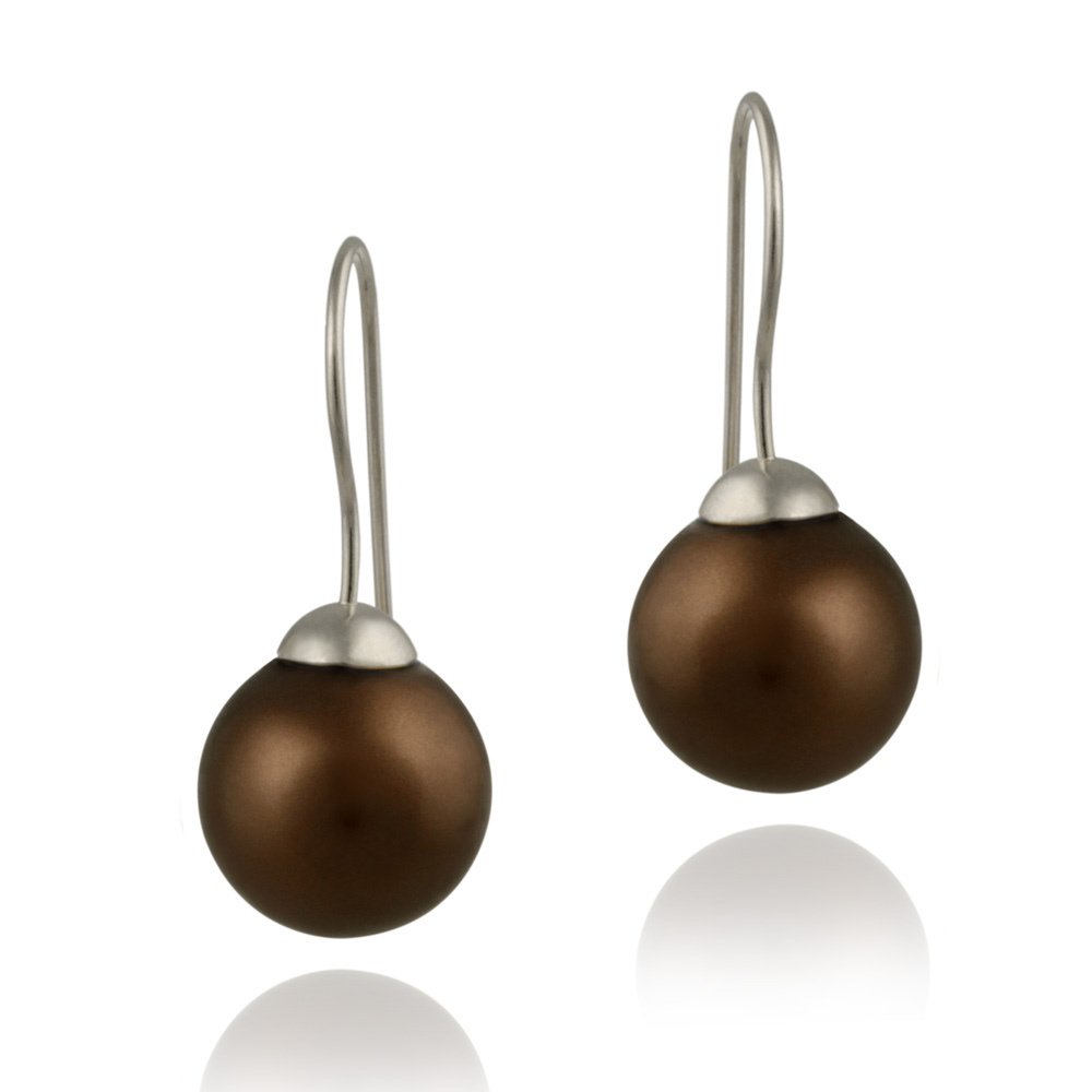 Sterling Silver 14mm Bronze Shell Pearl Drop Earrings E12160BZ