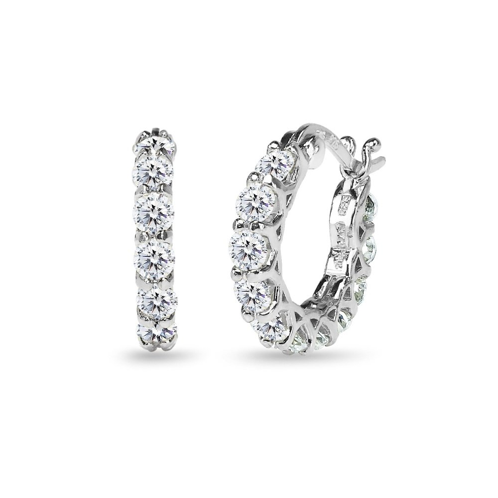 Sterling Silver 16mm Hoop Earrings Made with Swarovski Zirconia H15727