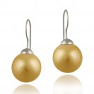 Sterling Silver 16mm Peach Shell Pearl Drop Earrings E12161OR