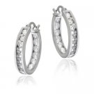 Sterling Silver 18mm Channel Set CZ Hoop Earrings H10881