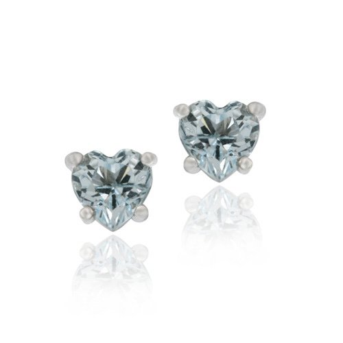 Sterling Silver 1ct Blue Topaz 5mm Heart Stud Earrings E11922BT