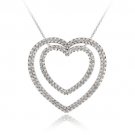 Sterling Silver 1ct Diamond Double Heart Dangle Necklace P13449