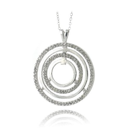 Sterling Silver 1ct Diamond Four Circle Dangle Necklace P13446