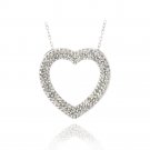 Sterling Silver 1ct Diamonds Open Heart Necklace P12979