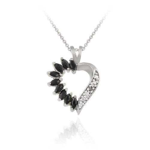 Sterling Silver 1ct Sapphire & Diamond Accent Heart Necklace 2388