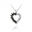 Sterling Silver 1ct Sapphire & Diamond Accent Heart Necklace 2388