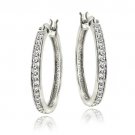 Sterling Silver 1ct White Topaz 25mm Round Hoop Earrings H13545WT
