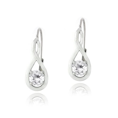 Sterling Silver 1ct White Topaz Infinity Leverback Earrings E13261WT