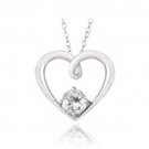 Sterling Silver 1ct White Topaz Open Heart Neckace P13262WT