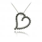 Sterling Silver 1ct. Black Diamond Floating heart Pendant P11157M4