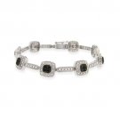 Sterling Silver 2-5ct Black Diamond Square Link Bracelet B10465M4