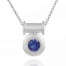 Sterling Silver 2-5ct Tanzanite CZ Round Bezel-Set Slide Pendant 1246